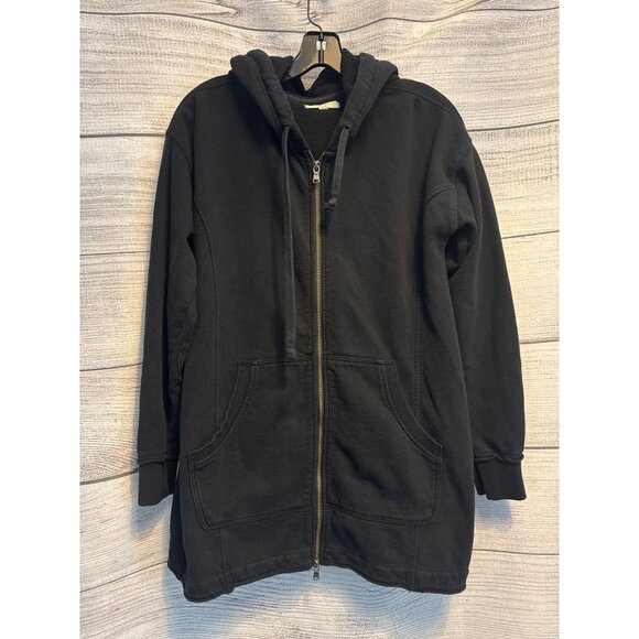 Atwell Long Black Zip Up Oversized Hoodie Jacket Size S - Picture 1 of 3
